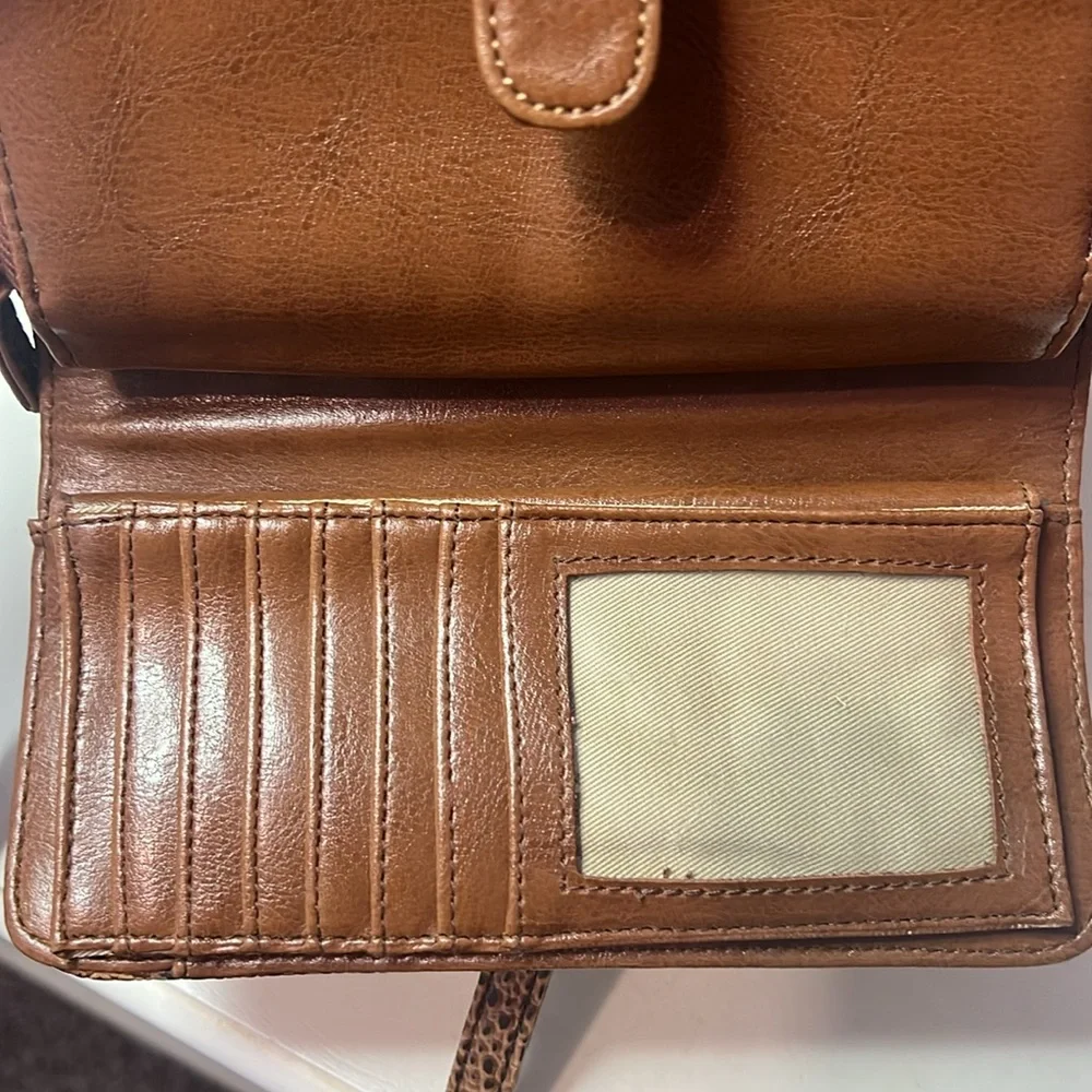 Coldwater Creek Purse Wallet Cross Body Bag Card Organizer Tan Brown - Picture 6 of 12